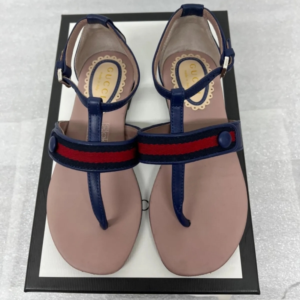 GUCCI Girl's Blue Web Sandals Sz 28, US 11